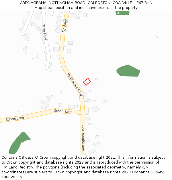 ARDNAGRANA, NOTTINGHAM ROAD, COLEORTON, COALVILLE, LE67 8HN: Location map and indicative extent of plot