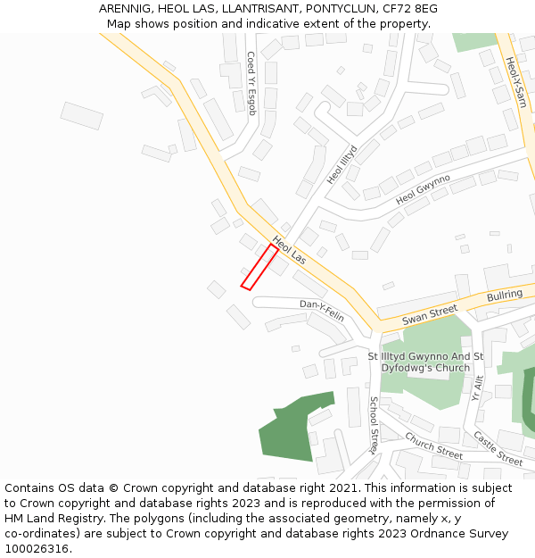 ARENNIG, HEOL LAS, LLANTRISANT, PONTYCLUN, CF72 8EG: Location map and indicative extent of plot