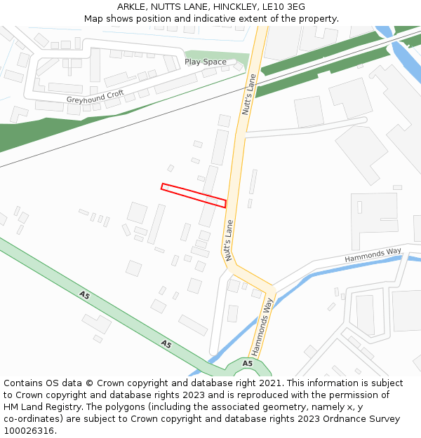 ARKLE, NUTTS LANE, HINCKLEY, LE10 3EG: Location map and indicative extent of plot