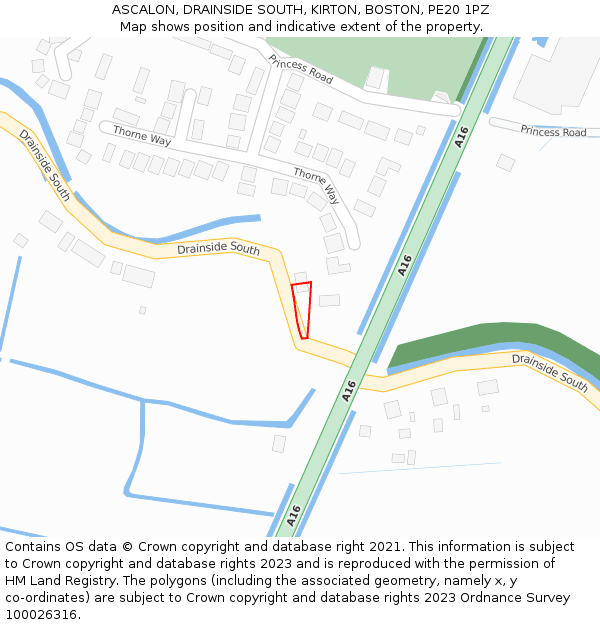 ASCALON, DRAINSIDE SOUTH, KIRTON, BOSTON, PE20 1PZ: Location map and indicative extent of plot