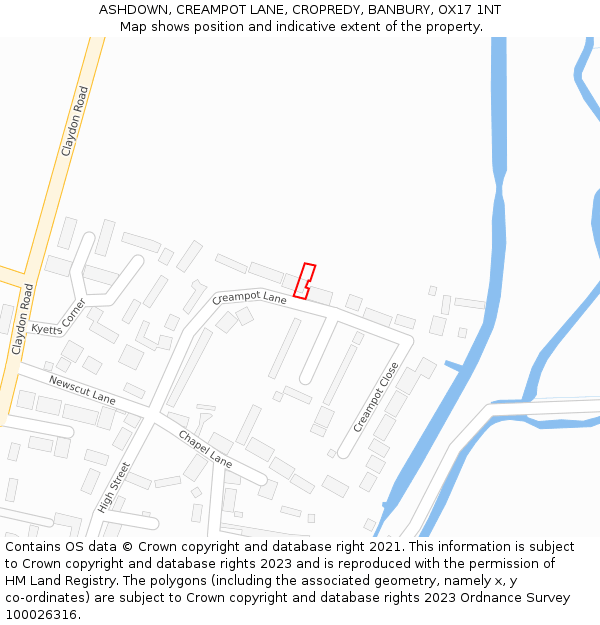 ASHDOWN, CREAMPOT LANE, CROPREDY, BANBURY, OX17 1NT: Location map and indicative extent of plot