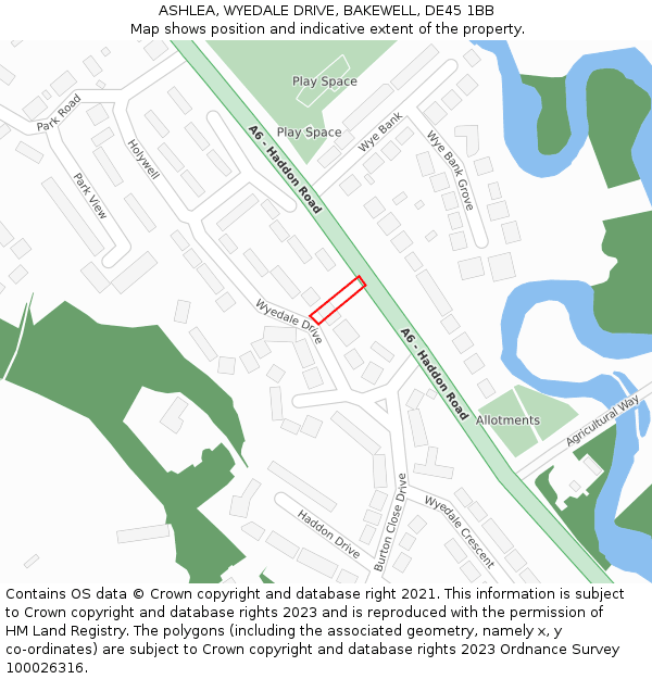 ASHLEA, WYEDALE DRIVE, BAKEWELL, DE45 1BB: Location map and indicative extent of plot