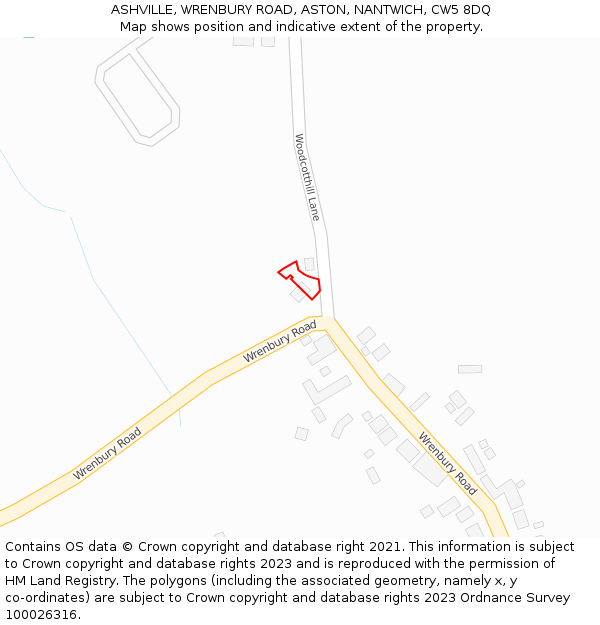 ASHVILLE, WRENBURY ROAD, ASTON, NANTWICH, CW5 8DQ: Location map and indicative extent of plot