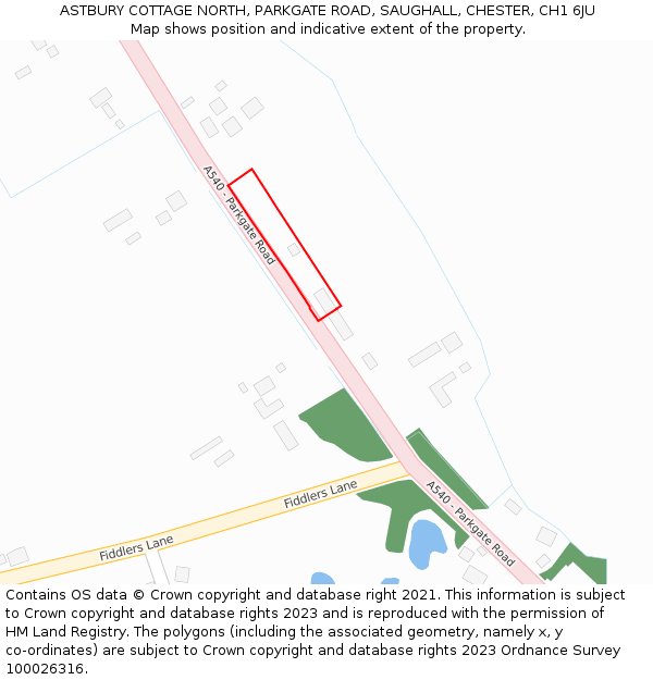 ASTBURY COTTAGE NORTH, PARKGATE ROAD, SAUGHALL, CHESTER, CH1 6JU: Location map and indicative extent of plot