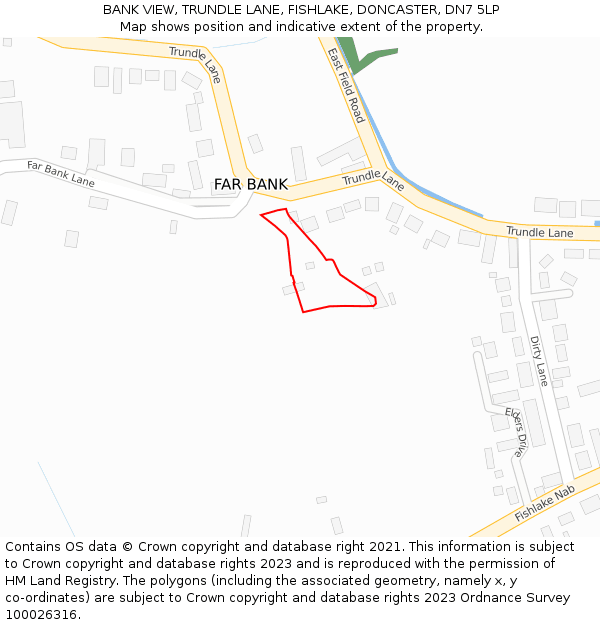 BANK VIEW, TRUNDLE LANE, FISHLAKE, DONCASTER, DN7 5LP: Location map and indicative extent of plot