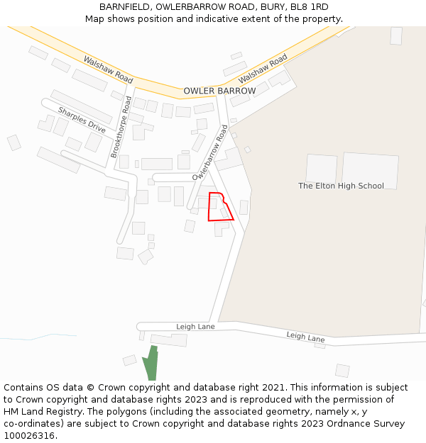 BARNFIELD, OWLERBARROW ROAD, BURY, BL8 1RD: Location map and indicative extent of plot
