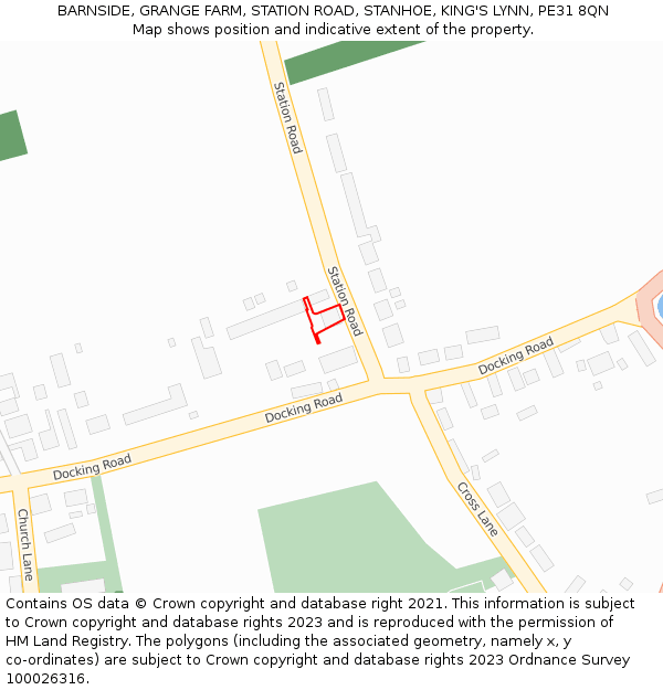 BARNSIDE, GRANGE FARM, STATION ROAD, STANHOE, KING'S LYNN, PE31 8QN: Location map and indicative extent of plot