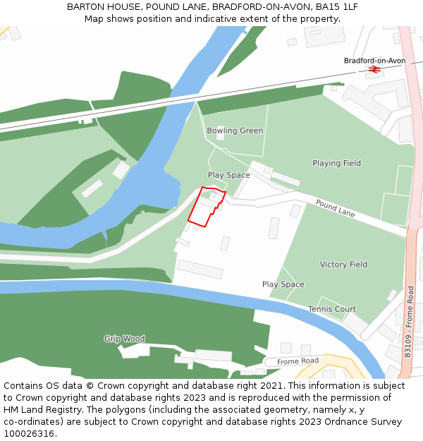 BARTON HOUSE, POUND LANE, BRADFORD-ON-AVON, BA15 1LF: Location map and indicative extent of plot