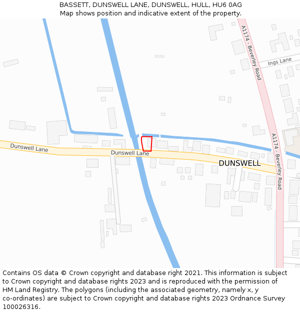 BASSETT, DUNSWELL LANE, DUNSWELL, HULL, HU6 0AG: Location map and indicative extent of plot