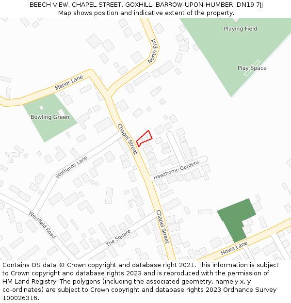 BEECH VIEW, CHAPEL STREET, GOXHILL, BARROW-UPON-HUMBER, DN19 7JJ: Location map and indicative extent of plot
