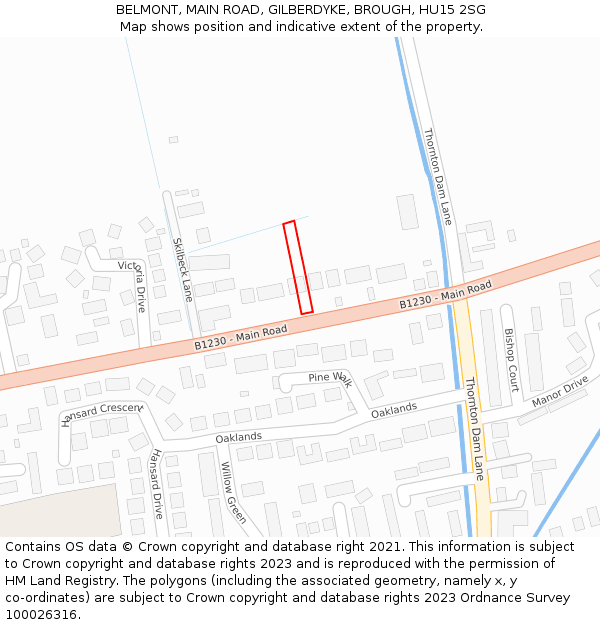 BELMONT, MAIN ROAD, GILBERDYKE, BROUGH, HU15 2SG: Location map and indicative extent of plot