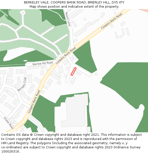 BERKELEY VALE, COOPERS BANK ROAD, BRIERLEY HILL, DY5 4TY: Location map and indicative extent of plot
