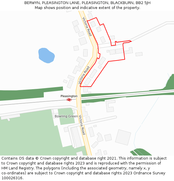 BERWYN, PLEASINGTON LANE, PLEASINGTON, BLACKBURN, BB2 5JH: Location map and indicative extent of plot