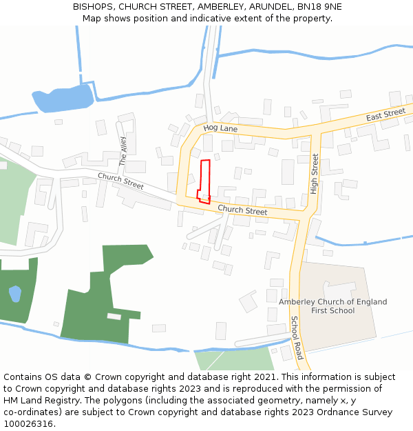 BISHOPS, CHURCH STREET, AMBERLEY, ARUNDEL, BN18 9NE: Location map and indicative extent of plot
