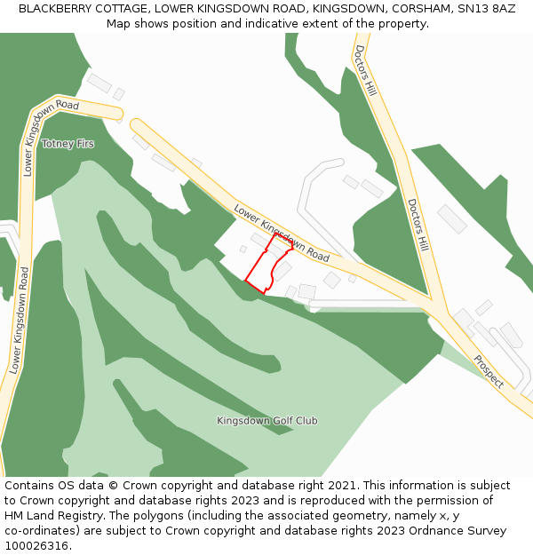 BLACKBERRY COTTAGE, LOWER KINGSDOWN ROAD, KINGSDOWN, CORSHAM, SN13 8AZ: Location map and indicative extent of plot