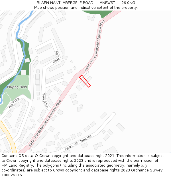 BLAEN NANT, ABERGELE ROAD, LLANRWST, LL26 0NG: Location map and indicative extent of plot