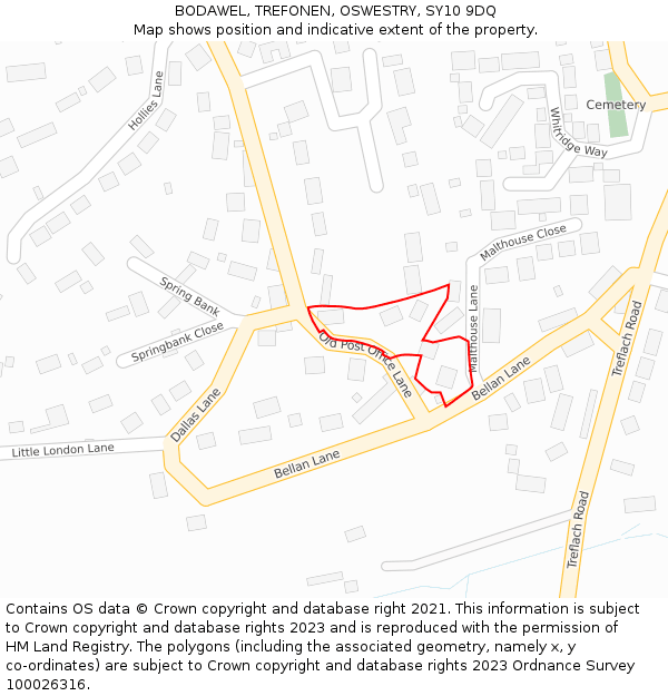 BODAWEL, TREFONEN, OSWESTRY, SY10 9DQ: Location map and indicative extent of plot