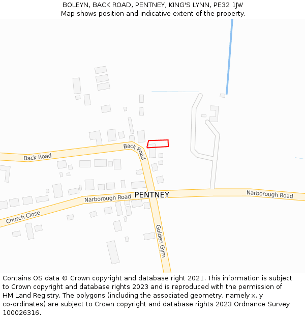 BOLEYN, BACK ROAD, PENTNEY, KING'S LYNN, PE32 1JW: Location map and indicative extent of plot