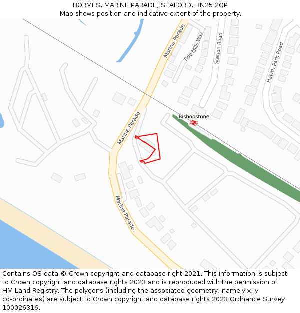 BORMES, MARINE PARADE, SEAFORD, BN25 2QP: Location map and indicative extent of plot