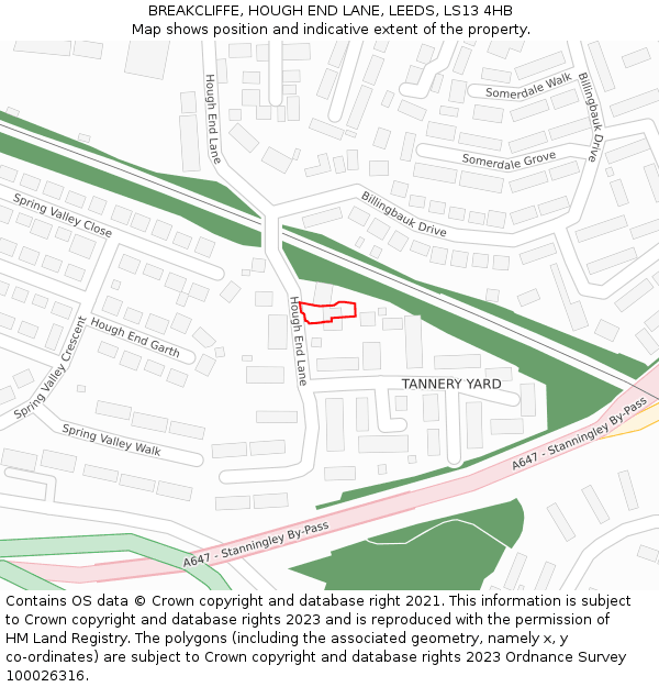 BREAKCLIFFE, HOUGH END LANE, LEEDS, LS13 4HB: Location map and indicative extent of plot