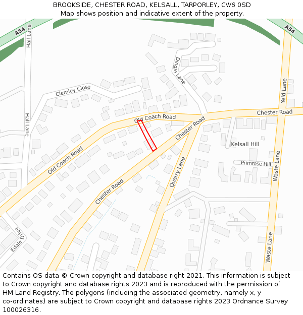 BROOKSIDE, CHESTER ROAD, KELSALL, TARPORLEY, CW6 0SD: Location map and indicative extent of plot