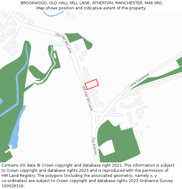BROOKWOOD, OLD HALL MILL LANE, ATHERTON, MANCHESTER, M46 0RG: Location map and indicative extent of plot