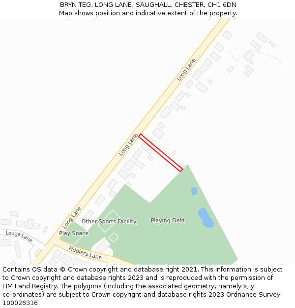 BRYN TEG, LONG LANE, SAUGHALL, CHESTER, CH1 6DN: Location map and indicative extent of plot