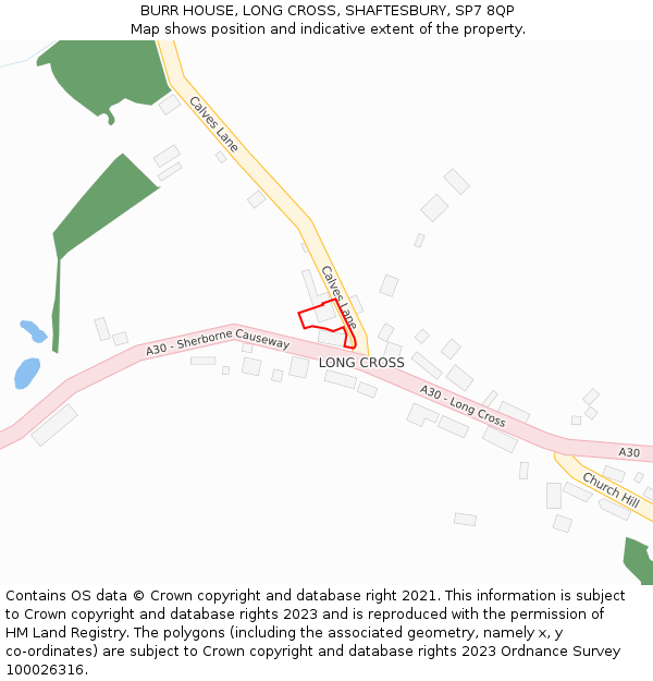 BURR HOUSE, LONG CROSS, SHAFTESBURY, SP7 8QP: Location map and indicative extent of plot