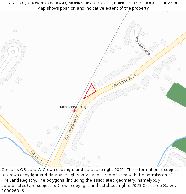 CAMELOT, CROWBROOK ROAD, MONKS RISBOROUGH, PRINCES RISBOROUGH, HP27 9LP: Location map and indicative extent of plot