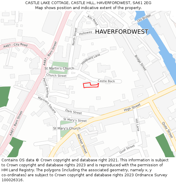 CASTLE LAKE COTTAGE, CASTLE HILL, HAVERFORDWEST, SA61 2EG: Location map and indicative extent of plot