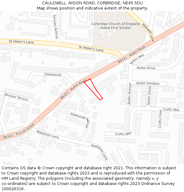 CAULDWELL, AYDON ROAD, CORBRIDGE, NE45 5DU: Location map and indicative extent of plot