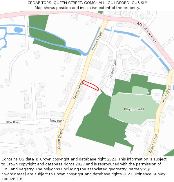 CEDAR TOPS, QUEEN STREET, GOMSHALL, GUILDFORD, GU5 9LY: Location map and indicative extent of plot