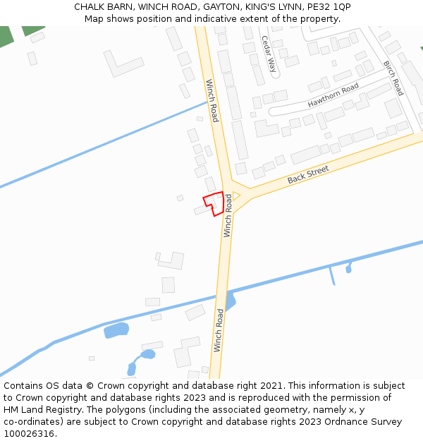 CHALK BARN, WINCH ROAD, GAYTON, KING'S LYNN, PE32 1QP: Location map and indicative extent of plot