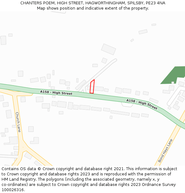 CHANTERS POEM, HIGH STREET, HAGWORTHINGHAM, SPILSBY, PE23 4NA: Location map and indicative extent of plot
