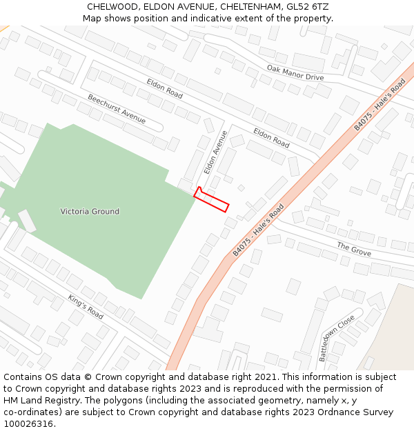CHELWOOD, ELDON AVENUE, CHELTENHAM, GL52 6TZ: Location map and indicative extent of plot