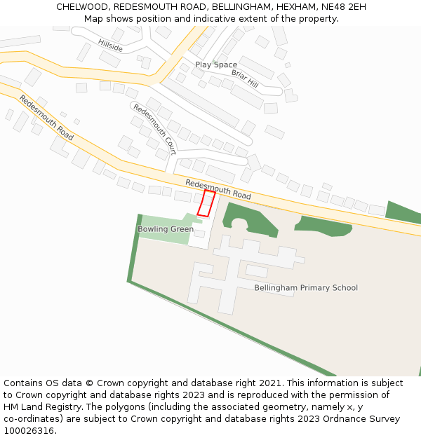 CHELWOOD, REDESMOUTH ROAD, BELLINGHAM, HEXHAM, NE48 2EH: Location map and indicative extent of plot