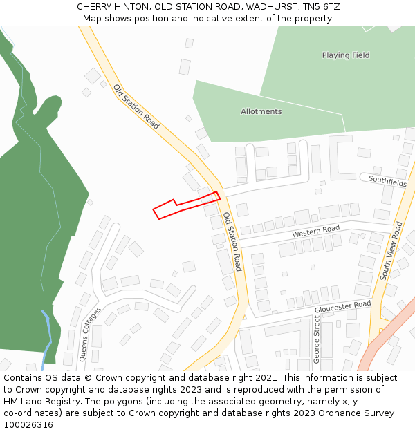 CHERRY HINTON, OLD STATION ROAD, WADHURST, TN5 6TZ: Location map and indicative extent of plot