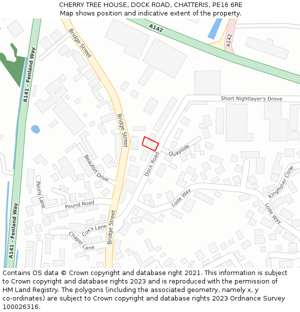 CHERRY TREE HOUSE, DOCK ROAD, CHATTERIS, PE16 6RE: Location map and indicative extent of plot