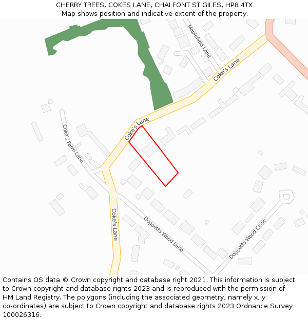 CHERRY TREES, COKES LANE, CHALFONT ST GILES, HP8 4TX: Location map and indicative extent of plot