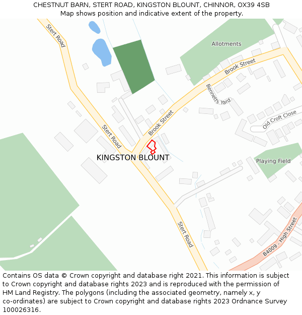 CHESTNUT BARN, STERT ROAD, KINGSTON BLOUNT, CHINNOR, OX39 4SB: Location map and indicative extent of plot