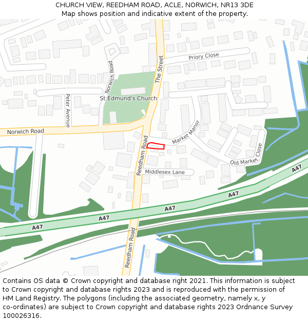 CHURCH VIEW, REEDHAM ROAD, ACLE, NORWICH, NR13 3DE: Location map and indicative extent of plot