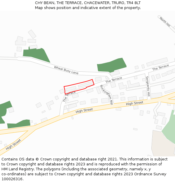 CHY BEAN, THE TERRACE, CHACEWATER, TRURO, TR4 8LT: Location map and indicative extent of plot