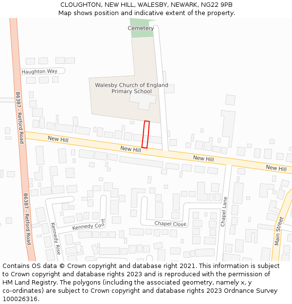 CLOUGHTON, NEW HILL, WALESBY, NEWARK, NG22 9PB: Location map and indicative extent of plot