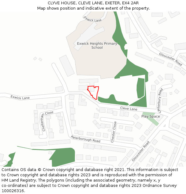 CLYVE HOUSE, CLEVE LANE, EXETER, EX4 2AR: Location map and indicative extent of plot