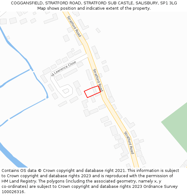 COGGANSFIELD, STRATFORD ROAD, STRATFORD SUB CASTLE, SALISBURY, SP1 3LG: Location map and indicative extent of plot