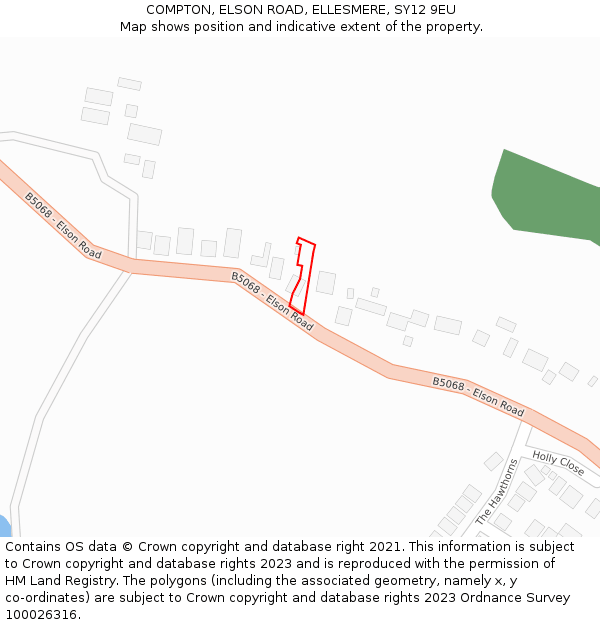 COMPTON, ELSON ROAD, ELLESMERE, SY12 9EU: Location map and indicative extent of plot