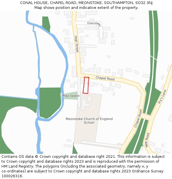CONAL HOUSE, CHAPEL ROAD, MEONSTOKE, SOUTHAMPTON, SO32 3NJ: Location map and indicative extent of plot