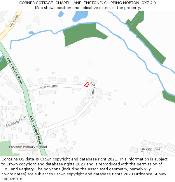 CORNER COTTAGE, CHAPEL LANE, ENSTONE, CHIPPING NORTON, OX7 4LY: Location map and indicative extent of plot