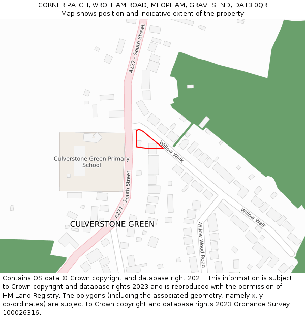 CORNER PATCH, WROTHAM ROAD, MEOPHAM, GRAVESEND, DA13 0QR: Location map and indicative extent of plot