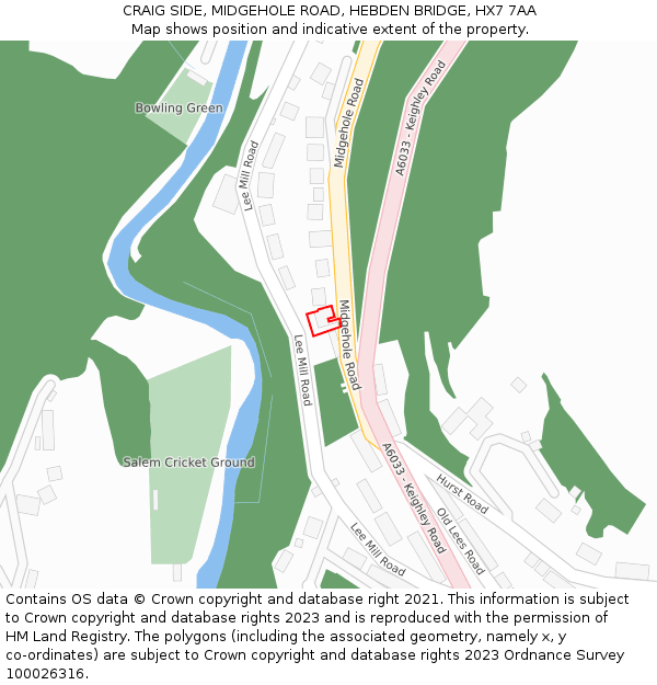 CRAIG SIDE, MIDGEHOLE ROAD, HEBDEN BRIDGE, HX7 7AA: Location map and indicative extent of plot